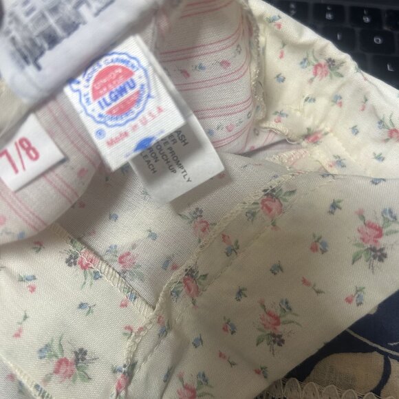 Vintage A-Line Button Up Pink and striped Floral Print Skirt by Chequers Size 7/ - Picture 3 of 7